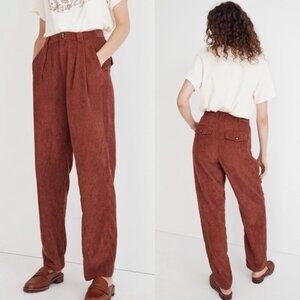 Madewell Corduroy High-Rise Tapered Pants in Dusty Redwood sz 2